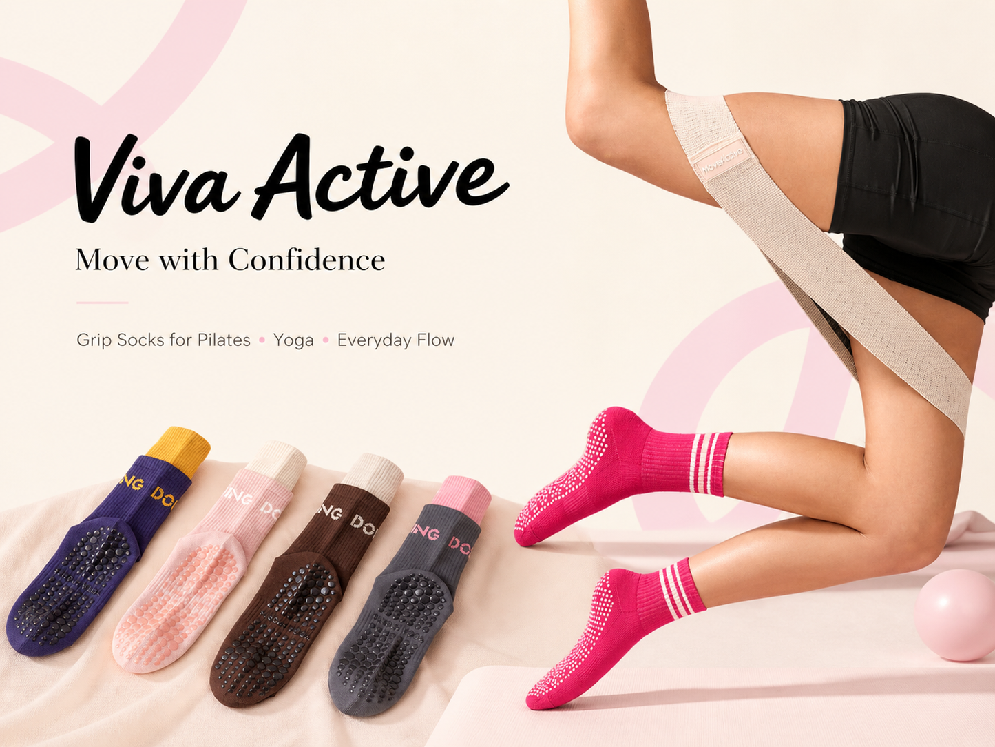 4 Pairs Pilates Socks